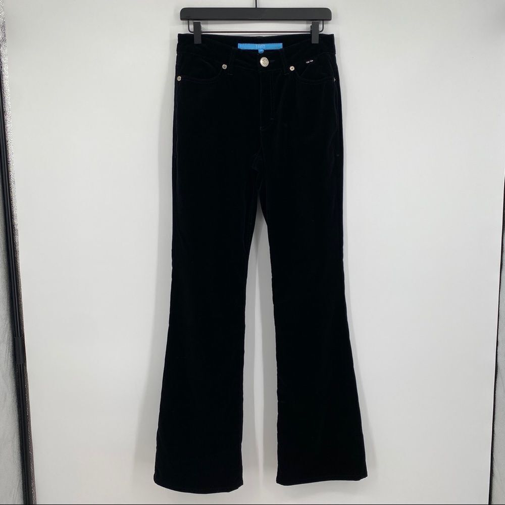 Escada Sport Kate Velvet Logo Soft Flare Wide Leg Jean Pants